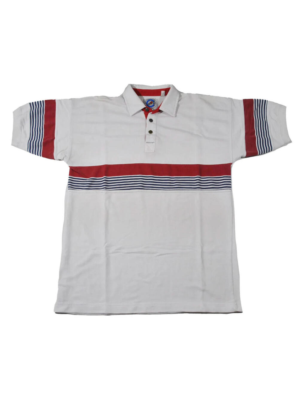Vintage Greenline Stripe White Red Gray Golf 90s Polo Size Medium
